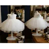 Robes de fille fleur blanche bébé filles robe d'été perlée tulle dentelle infantile pour 1er anniversaire enfant fille vêtements de baptême