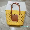 Designer- Women straw woven bag Hollowed out holiday hand beach one shoulder leisure shopping bags Handbags vacation