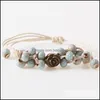 Charm Bracelets Jewelry 1Pcs Fashion Leisure Ethnic Style Ceramic Handmade Porcelain Beads Adjustable For Gi Dhqx0