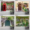 Paysage Tenture Tapis Ltaly Rural Petite Ville Rue Fleur Plante Style Rétro Fond Décor Hippie Chambre Couverture J220804