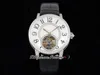 RMSF Rendez Vous Real Tourbillon Automatic Ladies Watch Steel Case Diamonds Bezel White Dial Big Number Markers Leathr Strap Womens Watches Super Edition Puretime