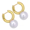 Boucles d'oreilles à tige en perles brillantes pour femmes, romantiques, simples, tendance, joli accessoire d'oreille, cadeaux de vacances, cerceau créatif, accessoires de luxe, bijoux de haute qualité