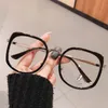 Fashion Sunglasses Frames Vintage Oversized Square Pink Anti-blue Light Glasses Frame For Women Alloy Clear Leopard Computer Myopia Eyeglass