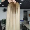 Novo Estoque Balayage Ombre Loiro Cor Pedaços de Cabelo Humano Toppers Mono Com Base de Trama Aberta para queda de cabelo Queda Mulheres