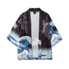 Été Hommes Chemises Décontractées Japon Kimono Cardigan Manteau Avant Ouvert