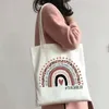 Alışveriş Çantaları Öğretmen Malzemeleri Gökkuşağı Yaşam Kadın Çantası Tote Komik Çanta Omuz Hediye Lady Tuval