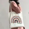 Shoppingväskor Lärartillbehör Rainbow Life Kvinnor Väska Tote Rolig handväska Shoulder Present Lady Canvas