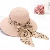 Wide Brim Hats 1x Simple Foldable Wide-brimmed Floppy Straw Hat Girl Dome Ribbon Bow Sun Summer Beach UV Protection Travel HatWide Pros22