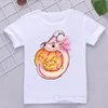 T-shirty Donut Axolotl Cartoon Print T-Shirt Girlsboys Kawaii Ubrania dla dzieci 3-15 lat Toddler T Shirt HARAJUKU Summer Tops Teet-Shirts