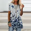 Digital tryckta kvinnor blus kortärmad löst skjorta sommar mode casual lady pullover tröja stjärna blomma tryck plus storlek 5xl 220407