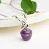 Dekorative Objekte Figuren 1PC natürliche Rosenquarz kleine Apfel Halskette Amethyst Reiki Heilung Mineralstein Schmuck Dame DIY Geschenk Jewe