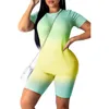 Summer Tie Dye Running Yoga Sets Sports Suit for Women T shirt Shorts Gym Workout Clothes Tracksuits 2Pieces Seamless Tracksuit 220616