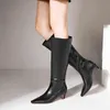 Stiefel, schlichtes Design, Damenschuh, kniehoch, Mikrofaser-Leder, Dres Woman, mittlerer dicker Absatz, lang, in Hot 220805