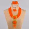 Halsband örhängen set majalia mode nigerianska bröllop lady smycken orange kristall afrikansk ls-11Arrings