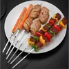 Skewers for Barbecue Reusable Grill Stainless Steel Skewers Shish Kebab BBQ Camping Flat Forks Gadgets Kitchen Accessories Tools 220531