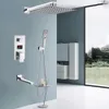 Chrome Digital Display Badrum Duschkran Set Rainfall Duschhuvud 3-vägs varm kall mixer Tap Bathtub Duschsystem