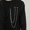 Fashion Crystal Tassel Brooch Long Chain Men Suit Scarf Buckle Collar Pins Jewelry Gifts for Women Accessories