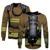 Męskie bluzy bluzy strażak strażakowy 3d Print Fireman Hoamie Men Men Fashion Bluza z kapturem długie rękawie Style