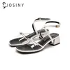 Sandaler Josiny 4 5cm Kvinnor Skor Sandaler Elegant Sommardendens Kvinnlig Båge PVC Öppna Toe Low Heel Sandals Ankelbandskor 220318