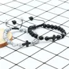 Beaded Strands 2Pcs/Set Cross Bracelet For Men 8mm Natural Stone Bracelets Handmade Braided Couple Bangle Fashion Jewelry Gift Lover Fawn22