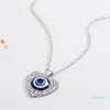 2022 new fashion Colorful Turkish Crystal Evil Blue Eyes Pendant Necklace Gold Silver Color 14mm Geometric Circular Coin Clavicle Necklaces Lucky Protection Jewel