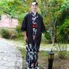 Höst vinter japanska etniska kläder män formella kostym passar guldfisk våg handtag samurai kimono robe + bälte + kappa