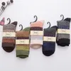 5 paires hommes Vintage ethnique laine chaud longues chaussettes à carreaux rayé géométrique côtelé tricot hiver 220323