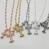 Designer Jewelry Vintage Double Crosses Pendant necklace Micro inlays diamonds cross Men Women S925 Silver Chain High quality Necklaces