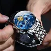 腕時計2022クロノグラフの時計を防水する明るい男性の時計男性ステンレス鋼クォーツオートデートrelogio masculinowristwatc