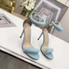 Designer av högsta kvalitet Luxury Sandals Black Ankle Strap Gianvito Rossi Women's Summer High Heels Sandaler Dress Shoes Heel Rem Box 260
