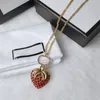 Exquisite Red Strawberry Pendant Necklaces Personality Chic Unisex Necklace Simple Retro Full Diamonds Necklaces