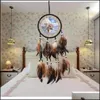 Novelty Items Home Decor Garden Wolf Printed Dream Catcher Net Feather Bead Dreamcatcher Hanging Ornament Children Room Decoration Girls D