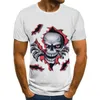 두개골 사신 남자의 티셔츠 공포 3DT 셔츠 여름 패션 탑스 O 넥 셔츠 소년 의류 대형 거리 220411