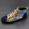 2022 Luxury Men High Tops Black Graffit Platform Flats Shoes Skateboard Man Trending Leisure Sneakers Zapatillas Hombre