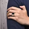 Fashion Men Ring Black Signet Ring Roestvrij staal zilvergouden vergulde vingerringen punk party sieraden