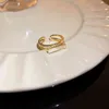 Real dorado chapado coreano ópalo ópalo de apertura geométrica anillo insign insensible pulsera de moda de lujo de lujo