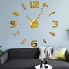 Barber Shop Giant Diy Wall Clock Mirror Surface Toolkits Dekorativ klocka Frisör Gift Beauty Salon Art 220426