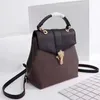 2022 Classic Leather Women Fashioned Backpack Lock and Button Shoulder Bag Lady Traveling Bags Outdoor Leisure Shopping Bag