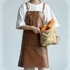 Кожаный рабочий фартук перекрещивается регулируемый шеф-повар, многосадочный ремешок без рукавов и большие карманы 220507