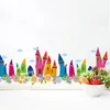 Wall Stickers Colorful Pencils Houses Baseboard Sticker PVC DIY Skirting Line For Kids Room Baby Bedroom DecorationWall