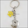 Nyckelringar Smycken Emalj Hund Katt Tassutskrifter 18 Mm Snap Button Nyckelring Charm Kedja För Nycklar Bil Ring Souvenir Par Handväska A30 Drop Leverera