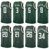 Screen Print Draft Pick Basketball Marjon Beauchamp Jersey Khris Middleton 22 Jrue Holiday 21 Giannis Antetokounmpo 34 Grayson Allen 7 Bobby Portis Man Woman Jeugd