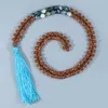 Pendentif Colliers Japamala Rudraksha Mala Perle 108 Collier Bleu Feu Agate Tibétain Prière Bouddhiste Yoga Esprit Bijoux Pour Femmes Hommes GiftPe