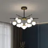 Plafondlampen moderne led kroonluchters voor woonkamer slaapkamer hal melkachtig wit glazen bal deksel hangende lampen huisverlichting armatuur