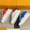 Time Out Sneaker Женская обувь на платформе из телячьей кожи с тиснением Bleu White Denim Дизайнерская обувь Пэчворк Кроссовки Резиновая плоская подошва Обувь NO42