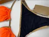 Designer-Damen-Bademode, luxuriöser Farbverlauf, Heimtextilien, sexy Stickerei-Bikini-Set, Markenbuchstaben, Bademode, Designer-Metallkette, hochwertige Damen, rückenfrei, geteilt, S