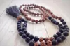 Halsketten mit Anhänger, geknotete Halskette, 108 Mala-Perlen, Bodhi-Lavastein, Gebet, Handknoten, Quaste, Perlenanhänger