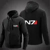 Sweats à capuche pour hommes Sweats Jeu pour hommes Mass Effect N7 Imprimé Pull à capuche décontracté Haute Qualité Coton Mode Zipper Vestes CoatsMen '