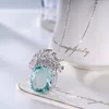 Micro Inlay Feather Dove Egg Aquamarine Pendant Luxurious Domineering Colorful Jewelry Diamond Sky Blue Topaz Necklace8641048