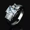 High Grade 3 Square Cubic Zirconia Wedding Rings Engagement Ring Jewelry for Women